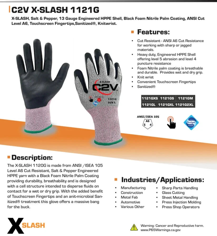 Cut Resistant Gloves - Nitrile - Touch Screen Friendly - 12 pair